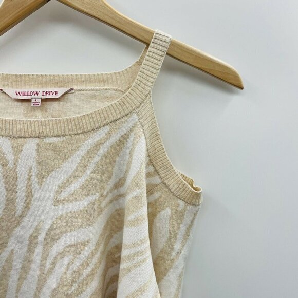 Willow Drive Womens Size Large Printed One-Cold-Shoulder Sweater Oatmeal Zebra - Picture 3 of 7